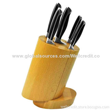 Ceramic knife set with bamboo block